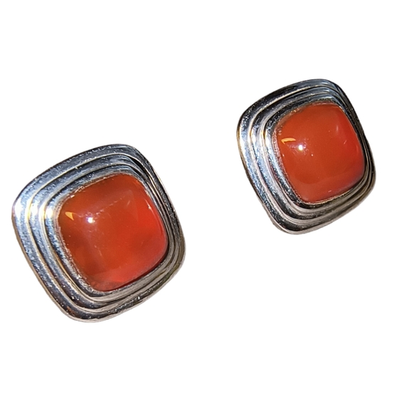 Carnelian & Sterling Silver Post Earrings - Picture 2 of 9